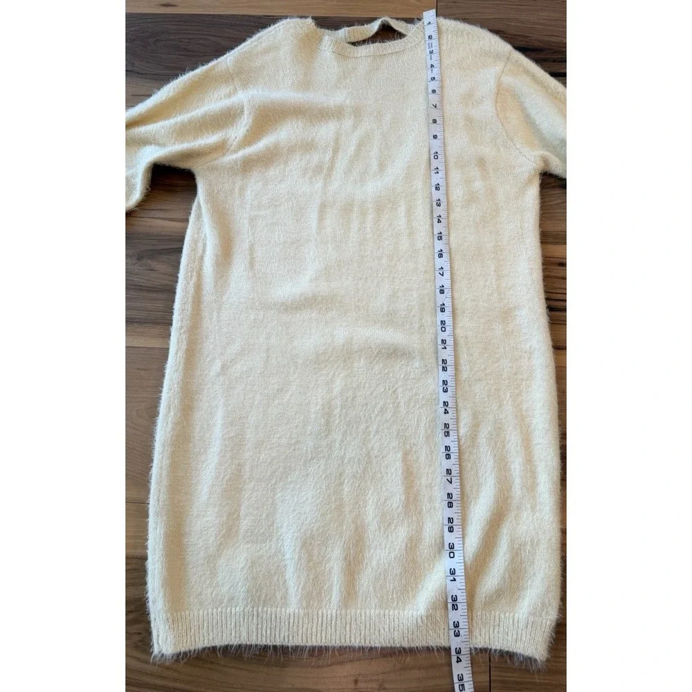 GB Cream Fuzzy Eyelash‎ Balletcore Sweater Dress L Soft Girl Stretch Nylon Cozy